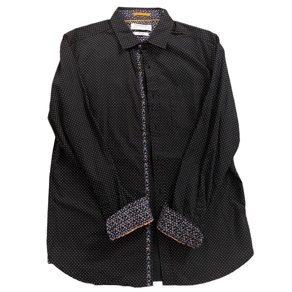 Denim & Flower Slim Fit Navy Blue Shirt